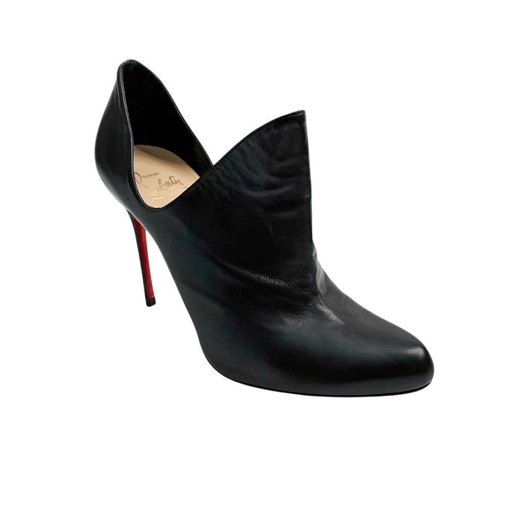 Christian Louboutin Dugueclina 100 Black Nappa High Heeled Ankle Bootie EU 37.5